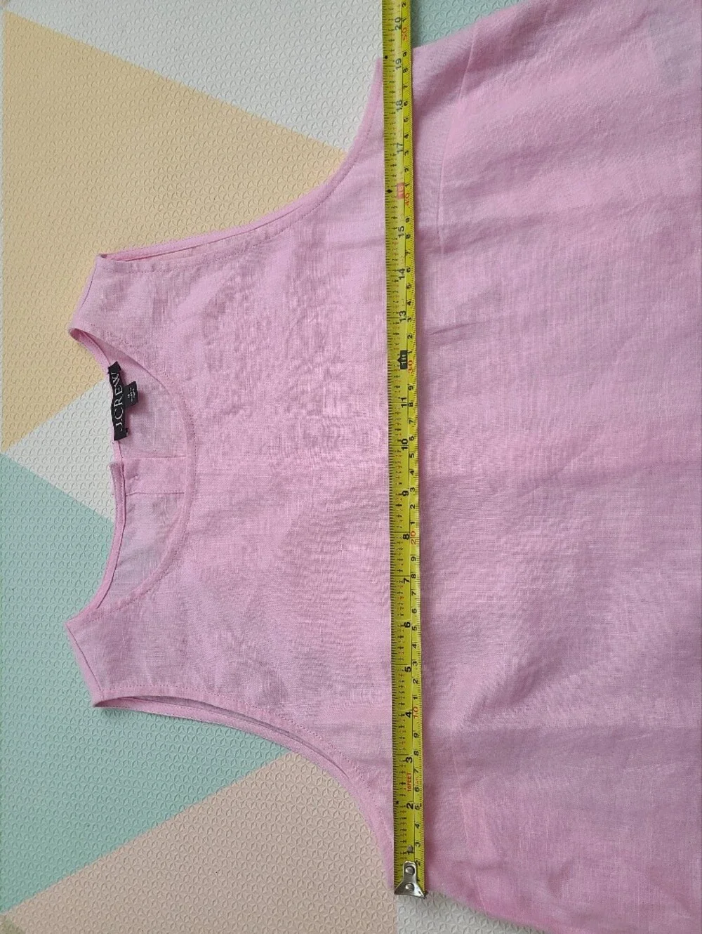 J Crew Maxine Button Back Linen Top Sleeveless Tank Size M Light Pink Cropped - Picture 9 of 10